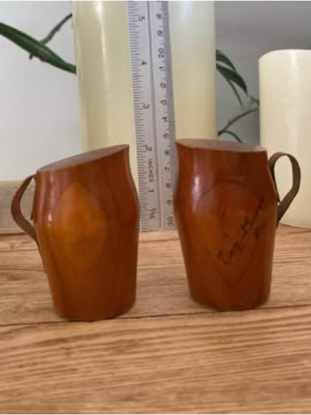 Vintage Wooden Pitcher Salt & Pepper Shakers Van Buren Maine Souvenir Metal